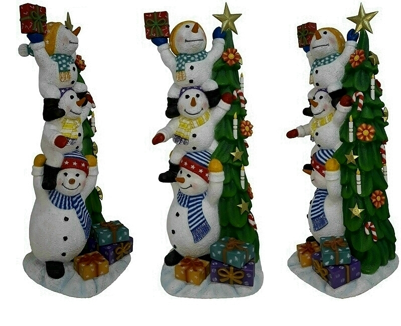 Funny Christmas Snowman Family Statue