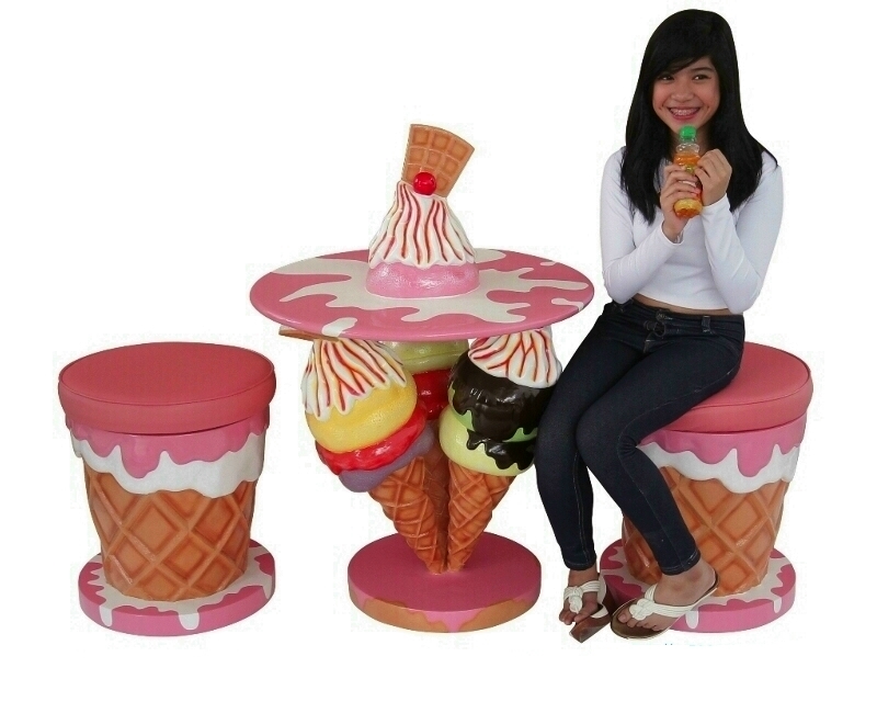 Ice Cream Dining Set Table Chairs & Stools